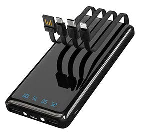 Agiler 20000 mAh power bank with attached charging cables